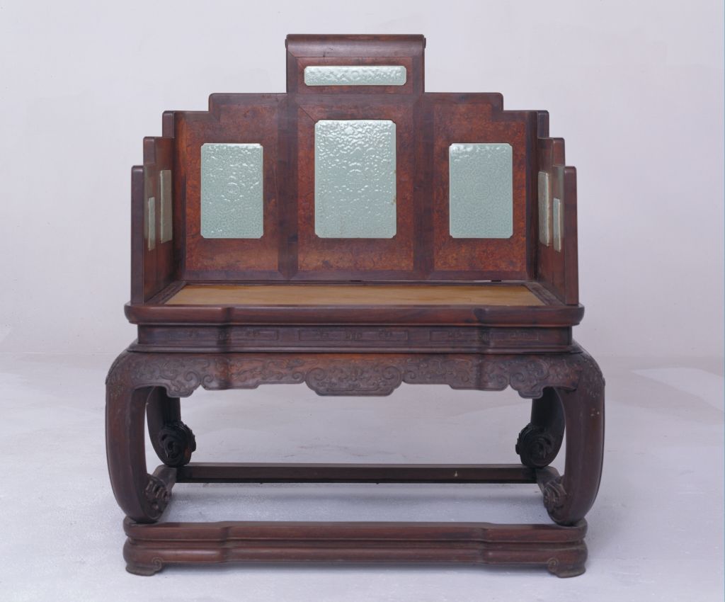 图片[1]-Rosewood inlaid porcelain throne-China Archive